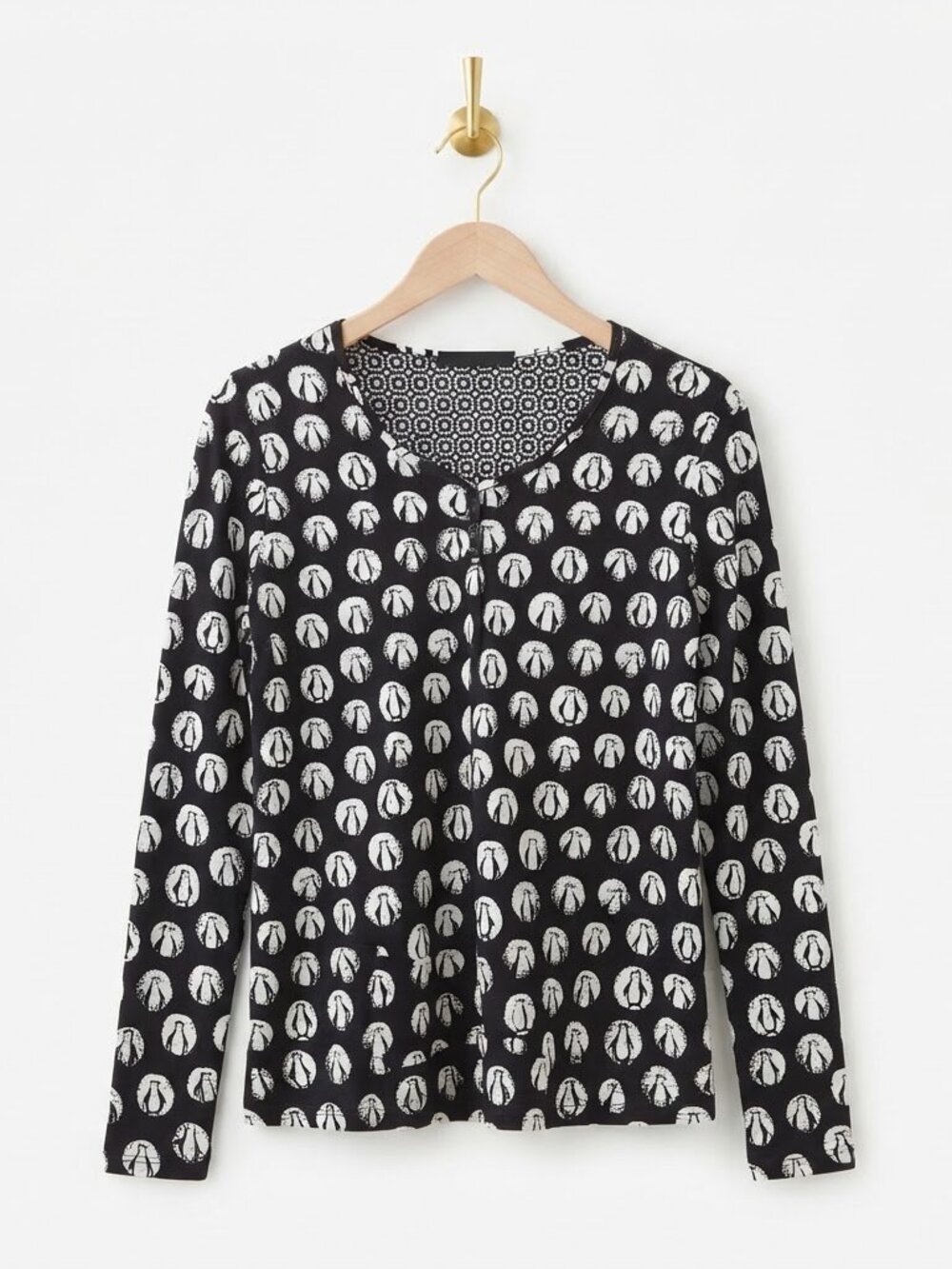 Penguin Print Sleep Shirt Size Small Black 100% Cotton Long Sleeve Comfy